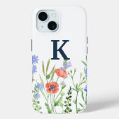 Waterverf Monogram wilde bloem Case-Mate iPhone Case (Achterkant)