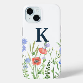 Waterverf Monogram wilde bloem iPhone 15 Case