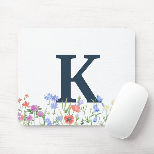 Waterverf Monogram wilde bloem Muismat (Met muis)