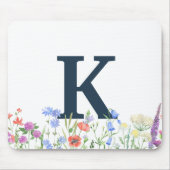 Waterverf Monogram wilde bloem Muismat (Voorkant)