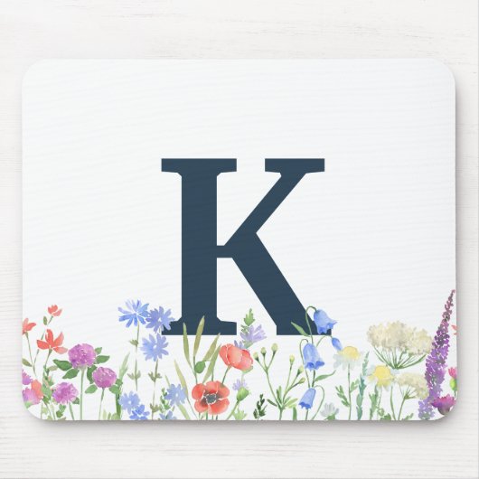 Waterverf Monogram wilde bloem Muismat (Voorkant)