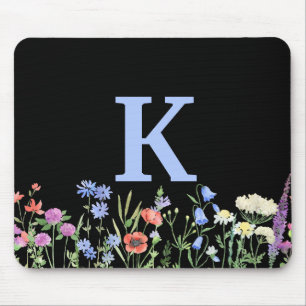 Waterverf Monogram wilde bloem Muismat