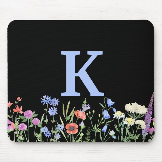 Waterverf Monogram wilde bloem Muismat (Voorkant)