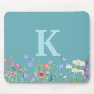 Waterverf Monogram wilde bloem Muismat