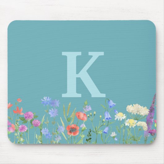 Waterverf Monogram wilde bloem Muismat (Voorkant)