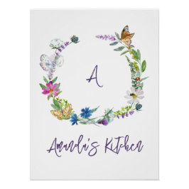 Waterverf Monogram wilde bloem Perfect Poster