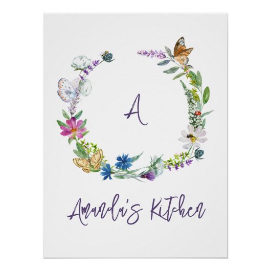 Waterverf Monogram wilde bloem Perfect Poster (Voorkant)