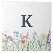 Waterverf Monogram wilde bloem Tegeltje (Voorkant)