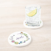 Waterverf Monogram wilde bloem Zandsteen Onderzetter (Zijkant)