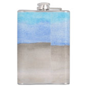 Waterverf monogram Zee en zand kuststrand Heupfles (Achterkant)