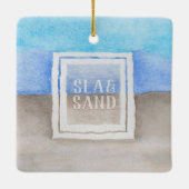 Waterverf Monogram Zee & Zandblauw en Tan Keramisch Ornament (Achterkant)