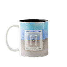 #Waterverf #Monogram #Zee & Zandblauw en Tan