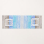 Waterverf Monogram Zee & Zandblauw en Tan Yogamat (Voorkant (horizontaal))