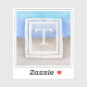 #Waterverf #Monogram Zee & Zandblauw & Tan Sticker (Vel)