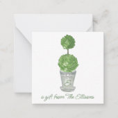 Waterverf Monogramed Topiary Gift Enclosure Notitiekaartje (Voorkant)