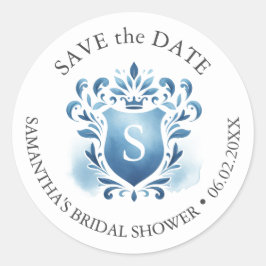 Waterverf Monogrammed Crest Ronde Sticker