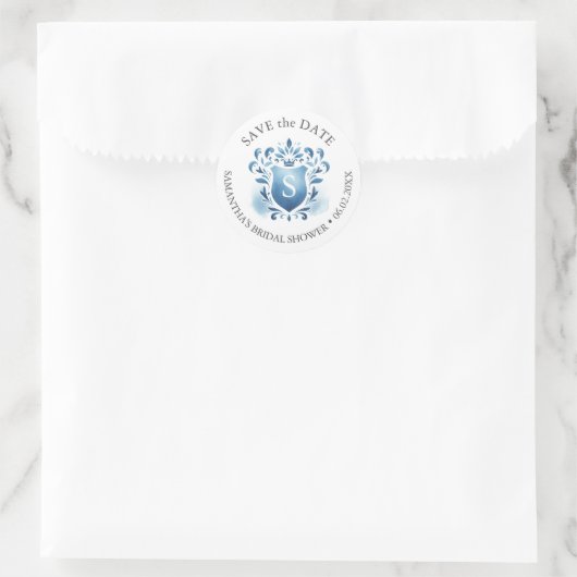 Waterverf Monogrammed Crest Ronde Sticker (Tas)