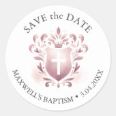 Waterverf Monogrammed Crest Ronde Sticker (Voorkant)