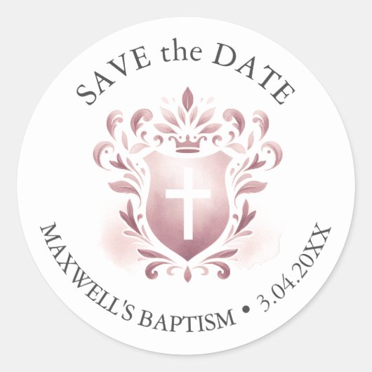 Waterverf Monogrammed Crest Ronde Sticker (Voorkant)