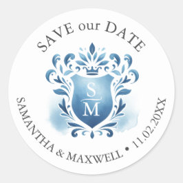 Waterverf Monogrammed Crest Ronde Sticker