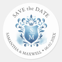 Waterverf Monogrammed Crest Ronde Sticker