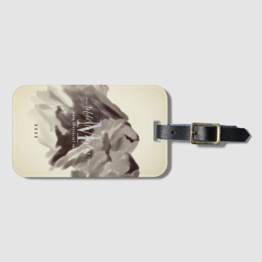  Waterverf Monogrammed Script Bagagelabel (Voorkant (horizontaal))