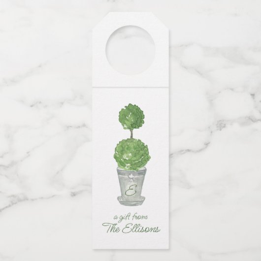 Waterverf Monogrammed Topiary Flessenhanger (Voorkant)