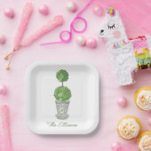 Waterverf Monogrammed Topiary Napkins Papieren Bordje (Feest)