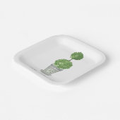 Waterverf Monogrammed Topiary Napkins Papieren Bordje (Gebogen)