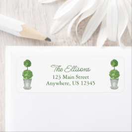 Waterverf Monogrammed Topiary Return Address Etiket