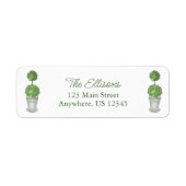 Waterverf Monogrammed Topiary Return Address Etiket (Voorkant)
