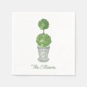 Waterverf Monogrammed Topiary Servet (Voorkant)