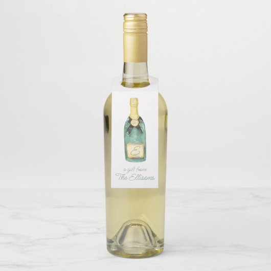 Waterverf Monogrammed Wine Flessenhanger (Op fles)