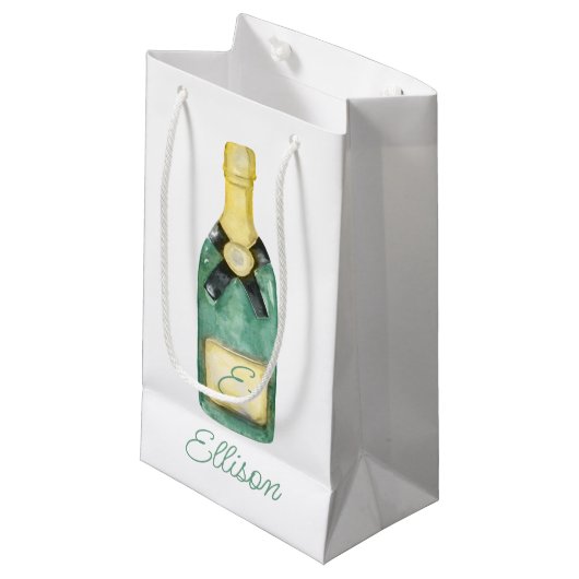 Waterverf Monogrammed Wine Klein Cadeauzakje (Voorkant Gekanteld)