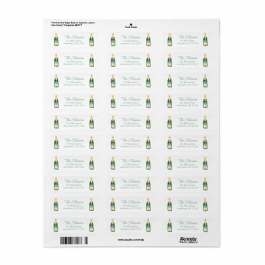 Waterverf Monogrammed Wine Return Address Etiket (Full Sheet)