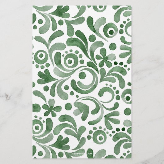 Waterverf monogrammen bovenleer Stationery Briefpapier (Achterkant)