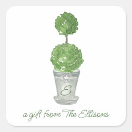 Waterverf Monogrammen Topiary Gift Stickers