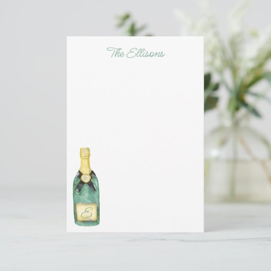 Waterverf Monogrammen wijnkaarten Bedankkaart (Staand voorkant)