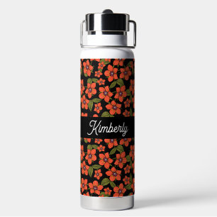 Waterverf Monogramnaam Rode Anjer Waterfles