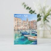 Waterverf Monopoli in Italië Puglia Kust Briefkaart (Staand voorkant)