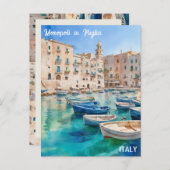 Waterverf Monopoli in Italië Puglia Kust Briefkaart (Voorkant / Achterkant)