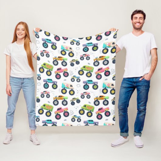Waterverf Monster Auto Trucks voor kinderen Fleece Deken (In situ)