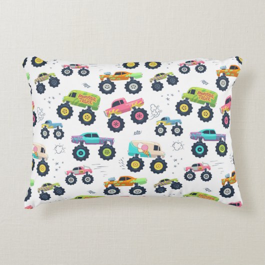 Waterverf Monster Car Trucks voor kinderen Accent Kussen (Voorkant)