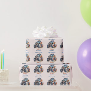 Waterverf Monster Truck Boy Verjaardag Cadeaupapier