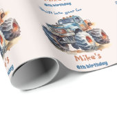 Waterverf Monster Truck Boy Verjaardag Cadeaupapier (Rol Hoek)