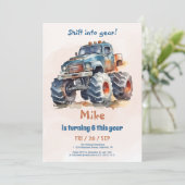 Waterverf Monster Truck Boy Verjaardag Kaart (Staand voorkant)