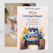 Waterverf Monster Truck Boy Verjaardag Kaart (Voorkant / Achterkant)