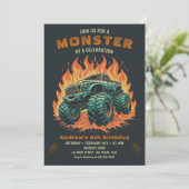 Waterverf Monster Truck Boy Verjaardag Kaart (Staand voorkant)