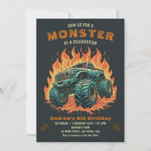 Waterverf Monster Truck Boy Verjaardag Kaart