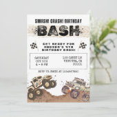 Waterverf Monster Truck Boys Verjaardagsfeest Kaart (Staand voorkant)